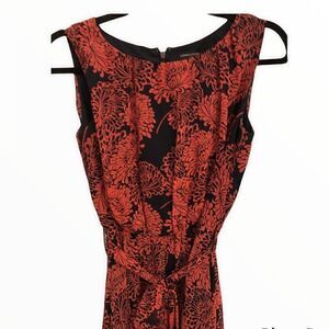 Banana Republic coral floral sleeveless below knee dress